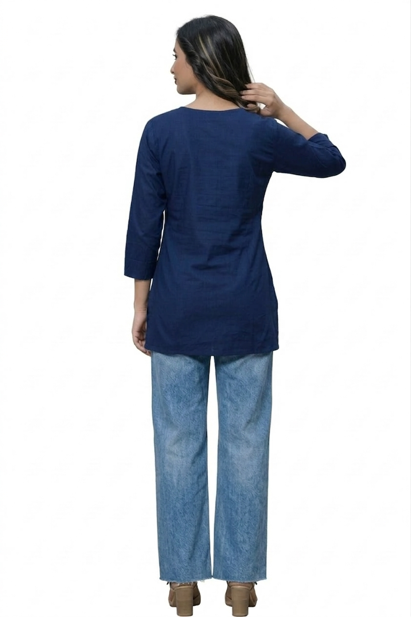 blue short kurta