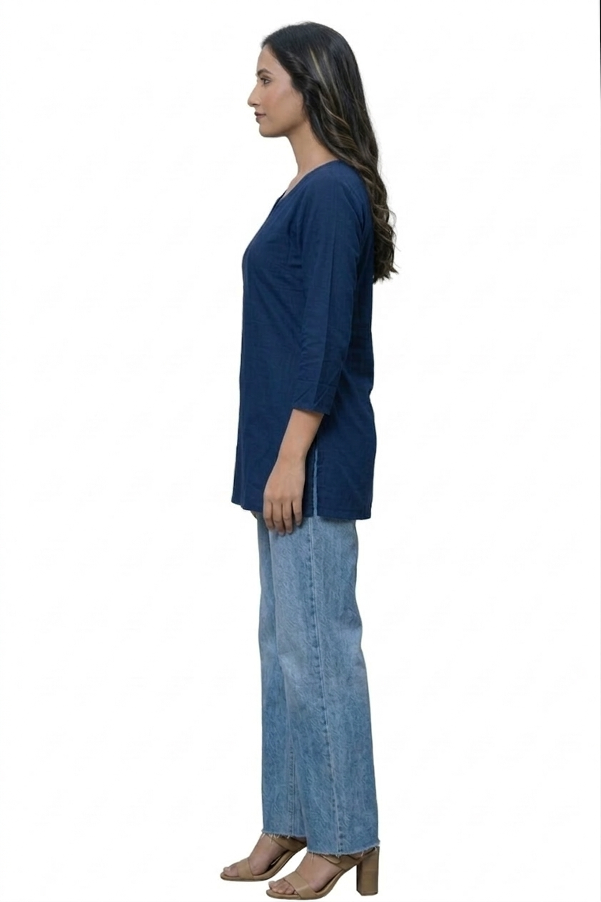 blue short kurta